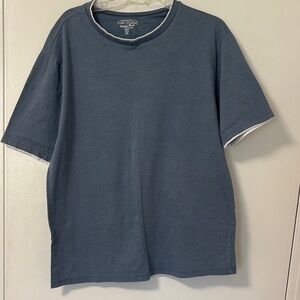 Cactus Slate Blue Short Sleeve Crewneck Tee with White Contrast Trim